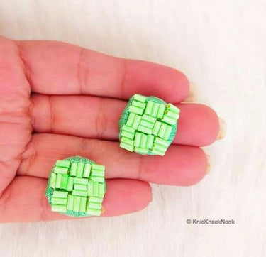 Hand Embroidered Designer Green Buttons